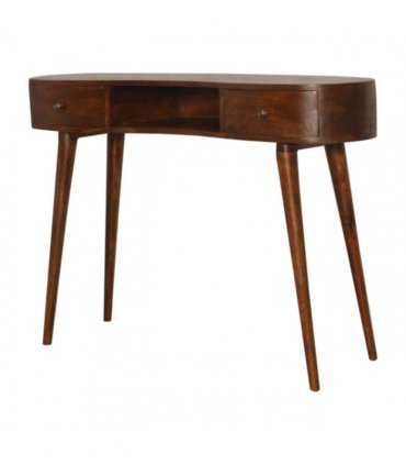 Artisan Furniture Solid Wood Chestnut Wave Writing Desk, 2 Drawers, 1 Shelf, Brown