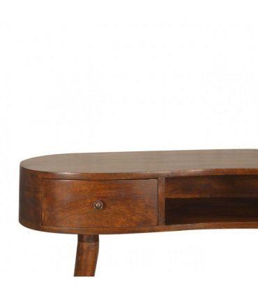 Artisan Furniture Solid Wood Chestnut Wave Writing Desk, 2 Drawers, 1 Shelf, Brown