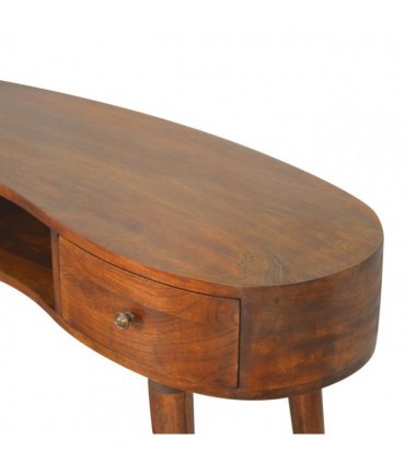 Artisan Furniture Solid Wood Chestnut Wave Writing Desk, 2 Drawers, 1 Shelf, Brown