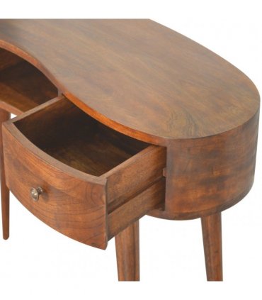 Artisan Furniture Solid Wood Chestnut Wave Writing Desk, 2 Drawers, 1 Shelf, Brown