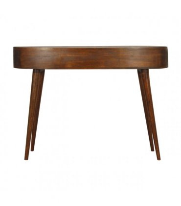 Artisan Furniture Solid Wood Chestnut Wave Writing Desk, 2 Drawers, 1 Shelf, Brown