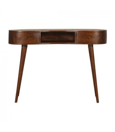 Artisan Furniture Solid Wood Chestnut Wave Writing Desk, 2 Drawers, 1 Shelf, Brown