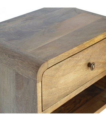 Artisan Furniture Solid Wood Floating Curve Open Slot Bedside, Brown