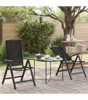vidaXL Reclining Garden Chairs 2 pcs Black 58 x 71 x 112 cm Textilene
