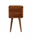 Artisan Furniture Solid Wood Mini Chestnut Curved Bedside, Brown, 2Drawers