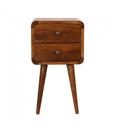 Artisan Furniture Solid Wood Mini Chestnut Curved Bedside, Brown, 2Drawers