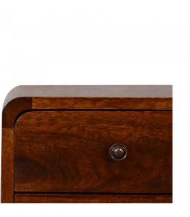 Artisan Furniture Solid Wood Mini Chestnut Curved Bedside, Brown, 2Drawers