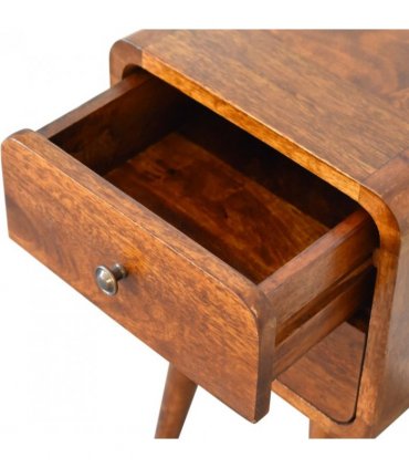Artisan Furniture Solid Wood Mini Chestnut Curved Bedside, Brown, 2Drawers