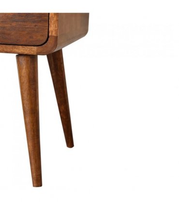 Artisan Furniture Solid Wood Mini Chestnut Curved Bedside, Brown, 2Drawers