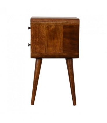 Artisan Furniture Solid Wood Mini Chestnut Curved Bedside, Brown, 2Drawers