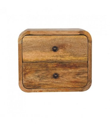 Artisan Furniture Solid Wood Mini Curve Oak-ish Floating Bedside, Beige, 2 Drawers
