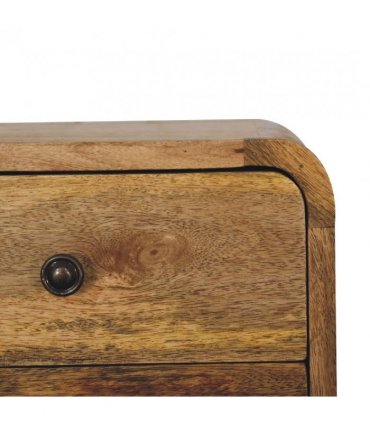 Artisan Furniture Solid Wood Mini Curve Oak-ish Floating Bedside, Beige, 2 Drawers