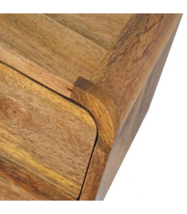 Artisan Furniture Solid Wood Mini Curve Oak-ish Floating Bedside, Beige, 2 Drawers