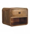 Artisan Furniture Solid Wood Mini Oak-ish Floating Open Bedside, 1 Drawer, 1 Shelf