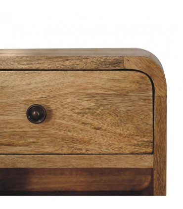 Artisan Furniture Solid Wood Mini Oak-ish Floating Open Bedside, 1 Drawer, 1 Shelf