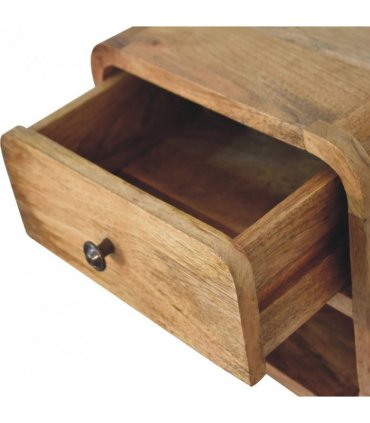 Artisan Furniture Solid Wood Mini Oak-ish Floating Open Bedside, 1 Drawer, 1 Shelf