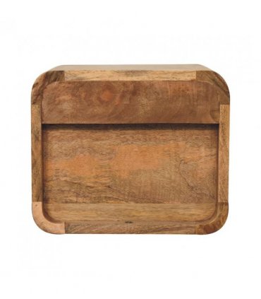 Artisan Furniture Solid Wood Mini Oak-ish Floating Open Bedside, 1 Drawer, 1 Shelf