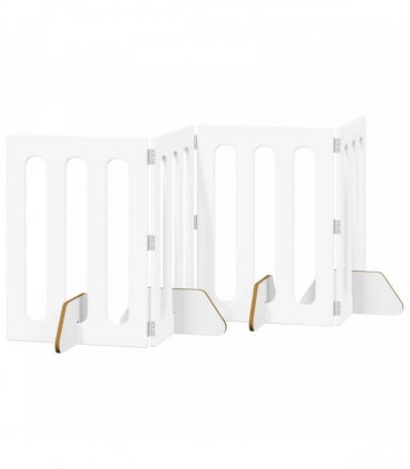 vidaXL Folding Pet Fence 4 pcs White 201 x 38 x 70 cm Engineered Wood