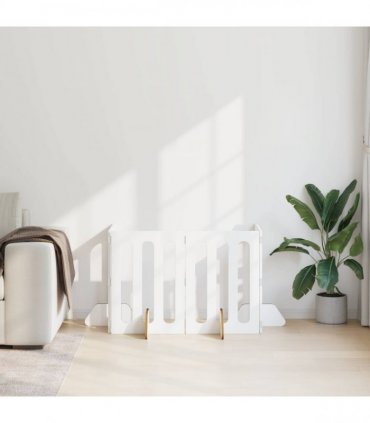 vidaXL Folding Pet Fence 4 pcs White 201 x 38 x 70 cm Engineered Wood