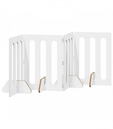 vidaXL Folding Pet Fence 4 pcs White 201 x 38 x 70 cm Engineered Wood