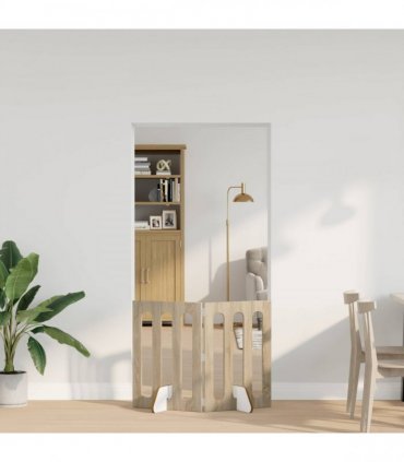 vidaXL Folding Pet Fence 2 pcs Sonoma Oak 100.5 x 38 x 70 cm