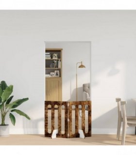 vidaXL Folding Pet Fence 2 pcs Smoked Oak 100.5 x 38 x 70 cm