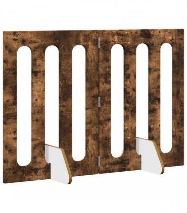 vidaXL Folding Pet Fence 2 pcs Smoked Oak 100.5 x 38 x 70 cm