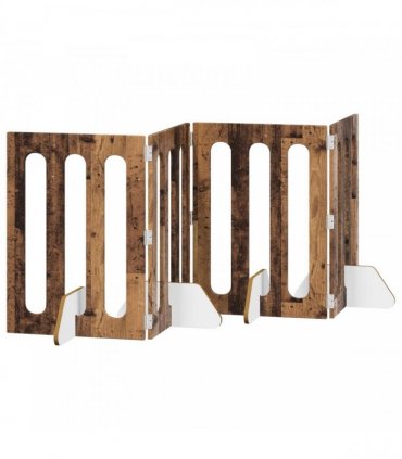 vidaXL Folding Pet Fence 4 pcs Oak Wood 201 x 38 x 70 cm