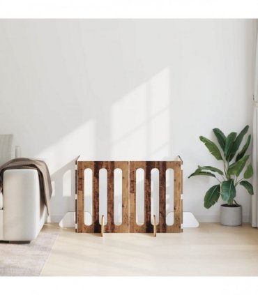 vidaXL Folding Pet Fence 4 pcs Oak Wood 201 x 38 x 70 cm