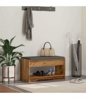 vidaXL Hall Bench Old Wood 83 x 38 x 45 cm Engineered Wood and Fabric