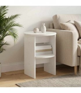 vidaXL Side Cabinet High Gloss White Ø40 x 50 cm Engineered Wood