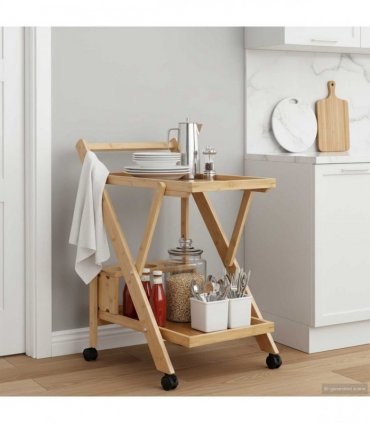 vidaXL Kitchen Trolley with Wheels Light Brown 65 x 40.5 x 76.5 cm