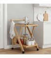 vidaXL Kitchen Trolley with Wheels Light Brown 65 x 40.5 x 76.5 cm