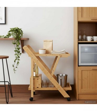 vidaXL Kitchen Trolley with Wheels Light Brown 65 x 40.5 x 76.5 cm