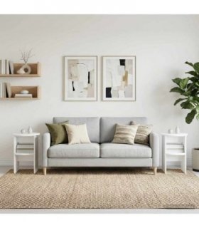vidaXL Side Cabinet 2 pcs White Ø40 x 50 cm Engineered Wood