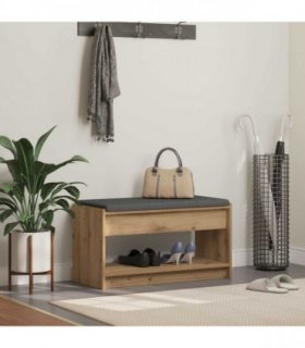 vidaXL Hall Bench with Cushion with Shelf Artisan Oak 83 x 38 x 45 cm