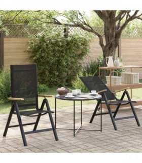 vidaXL Reclining Garden Chairs 2 pcs Black 58 x 73 x 111.5 cm