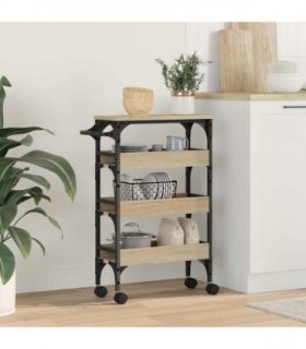 vidaXL Kitchen Trolley Sonoma Oak 53 x 20 x 76 cm Engineered Wood
