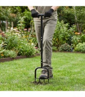 vidaXL Lawn Aerator Tool Black 95 x 27 cm Plastic