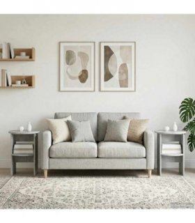vidaXL Side Cabinet 2 pcs Concrete Grey Ø40 x 50 cm Engineered Wood