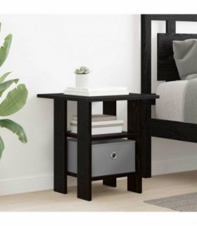 vidaXL Bedside Table Black Oak 41 x 40 x 45 cm Engineered Wood