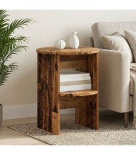 vidaXL Side Cabinet 2 pcs Old Wood Ø40 x 50 cm Engineered Wood