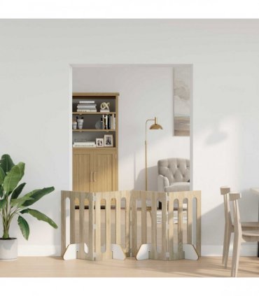 vidaXL Folding Pet Fence 4 pcs Sonoma Oak 201 x 38 x 70 cm