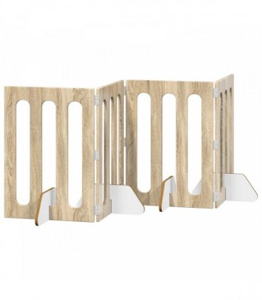 vidaXL Folding Pet Fence 4 pcs Sonoma Oak 201 x 38 x 70 cm