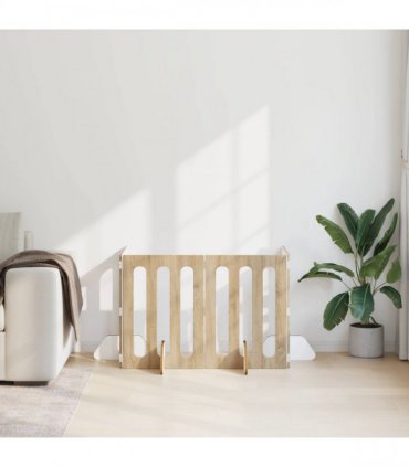 vidaXL Folding Pet Fence 4 pcs Sonoma Oak 201 x 38 x 70 cm