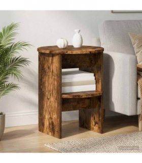 vidaXL Side Cabinet 2 pcs Smoked Oak Ø40 x 50 cm Engineered Wood