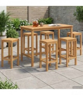 vidaXL Outdoor Bar Set 7 pcs Natural Solid Teak Wood