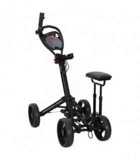 vidaXL Golf Trolley with Seat Black Aluminium Foldable