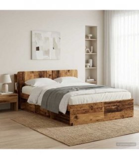 vidaXL Headboard Cabinet with Storage Old Wood Engineered Wood