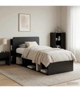 vidaXL Headboard Cabinet with Storage Black Engineered Wood